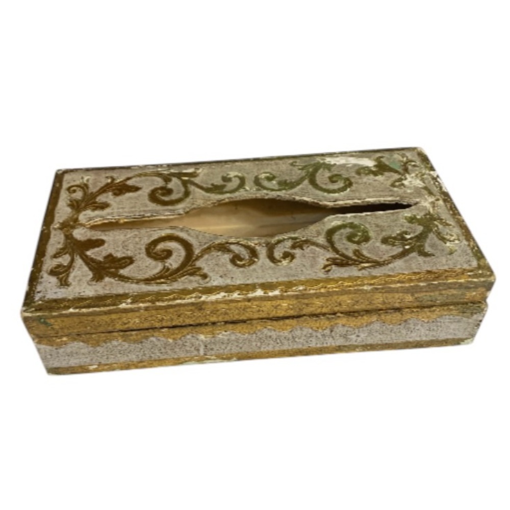 Vintage Italian Florentine Gold Gilt Tissue Box, made in Italy